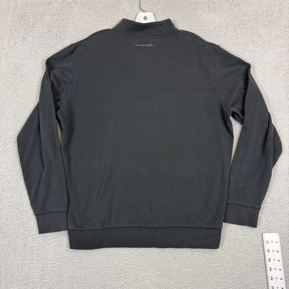 Travis Mathew Mens Black Quarter Zip Pullover Fleece Sweatshirt Golf Jacket L